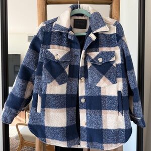 Blank NYC Navy and Cream Plaid Shacket